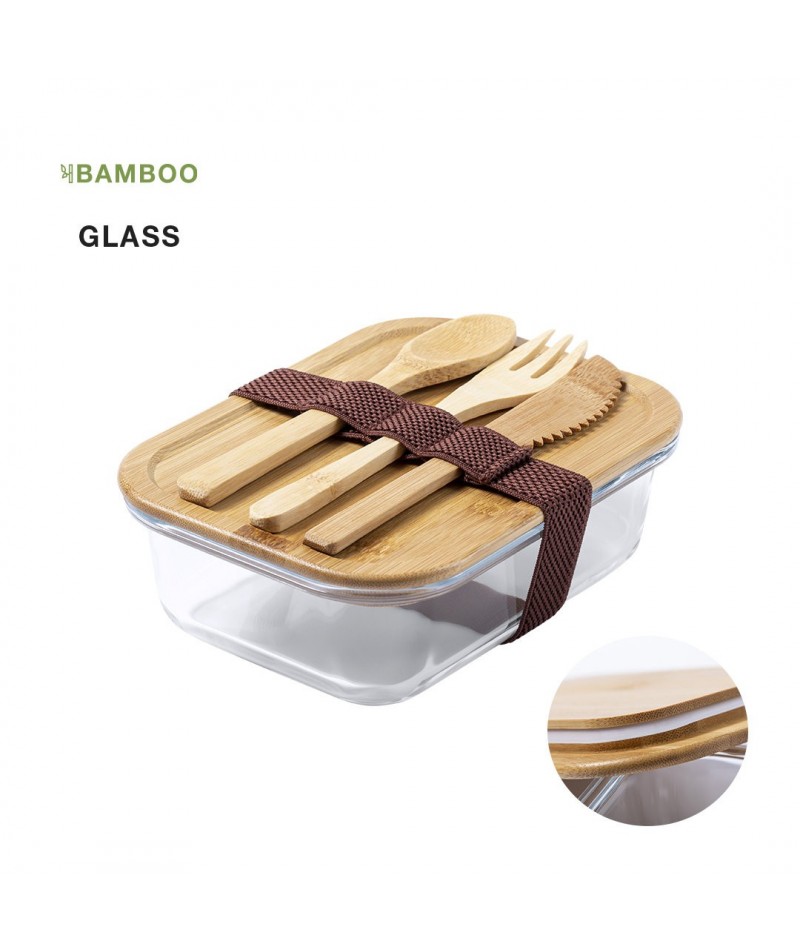 Fiambrera de cristal/bambu