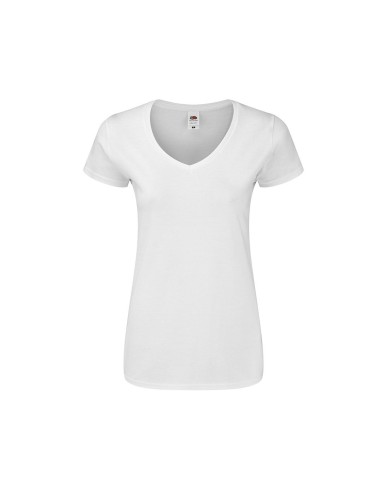 Camiseta Mujer Blanca pico fruit de loom