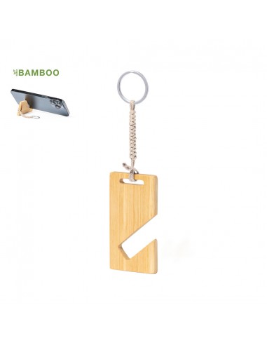 Llavero bambú, soporte para smartphone